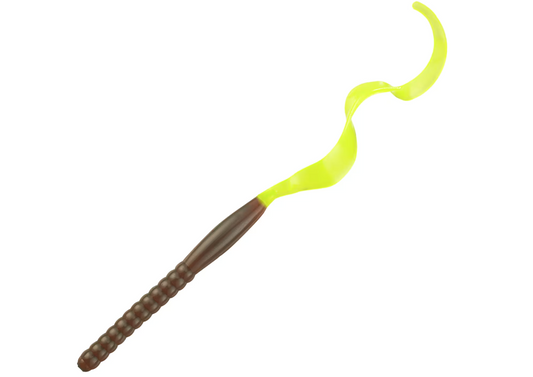 Bass Pro Shops Ribbontail Worm-  Motor Oil Chartreuse Tail