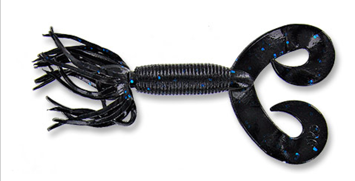 Yamamoto Double Tail Hula Grub- SMOKE W/BLACK PURPLE