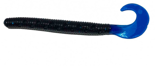 Hookset Curly Tail - Black / Blue 4" , 10 pcs- 	Black /Blue