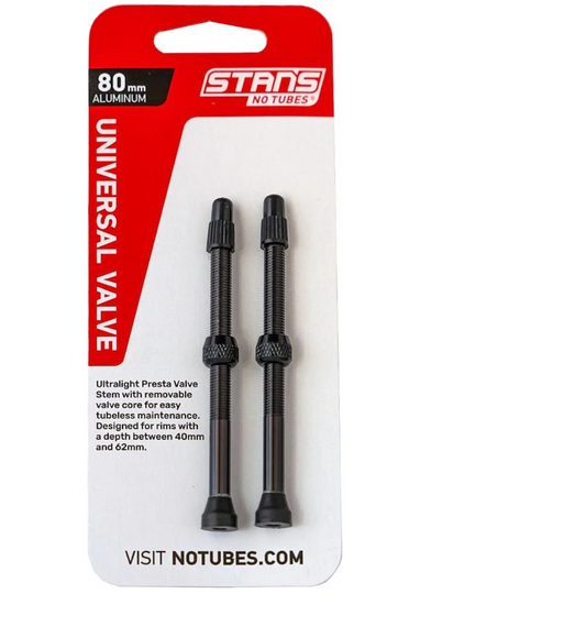 Válvula Stans Aluminio v/f 80mm Negra 2pzas