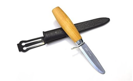 Morakniv Rookie Cuchillo seguro de hoja fija para niños con punta roma, negro