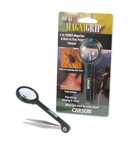 Lupa Carson MagniGrip 4.5x con pinza de punta fina integrada (OD-55)